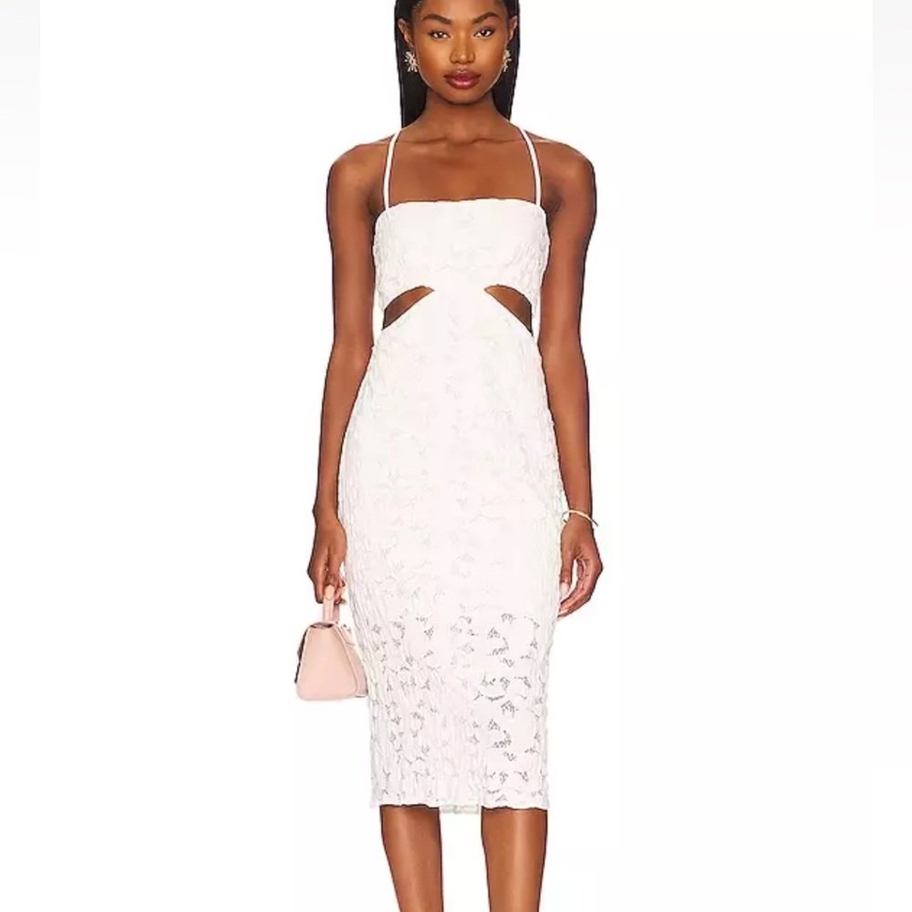 LPA White Sheath Midi Dress with Spaghetti Straps